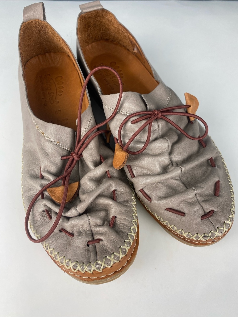 👗 Spring step berna taupe leather flats, size 40 US 9